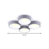 Modern Drum Led Ceiling Lamp - 4/6 Lights Metal 21.5/32.5 W Grey Bedroom Flush Mount Lighting