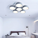 Modern Drum Led Ceiling Lamp - 4/6 Lights Metal 21.5/32.5 W Grey Bedroom Flush Mount Lighting
