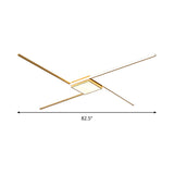 Modern Gold Led Ceiling Mounted Flush Mount Lamp With Acrylic Shade - 69/82.5W Linear