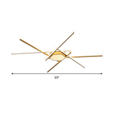Modern Gold Led Ceiling Mounted Flush Mount Lamp With Acrylic Shade - 69/82.5W Linear