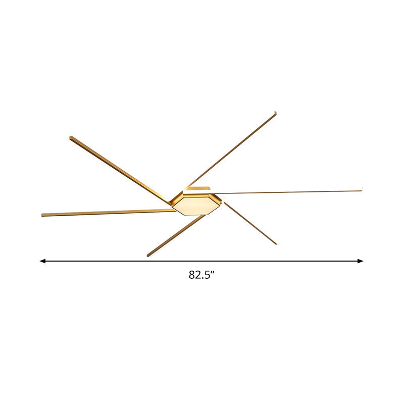Modern Gold Led Ceiling Mounted Flush Mount Lamp With Acrylic Shade - 69/82.5W Linear