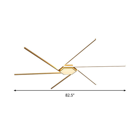Modern Gold Led Ceiling Mounted Flush Mount Lamp With Acrylic Shade - 69/82.5W Linear