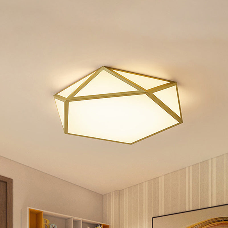 Gold Pentagon Ceiling Light - Nordic Led Flush Mount Lamp For Bedroom Wide 16.5/20.5