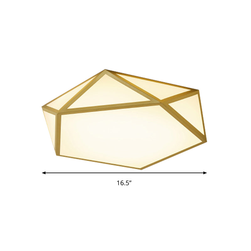 Gold Pentagon Ceiling Light - Nordic Led Flush Mount Lamp For Bedroom Wide 16.5/20.5