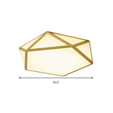 Gold Pentagon Ceiling Light - Nordic Led Flush Mount Lamp For Bedroom Wide 16.5/20.5