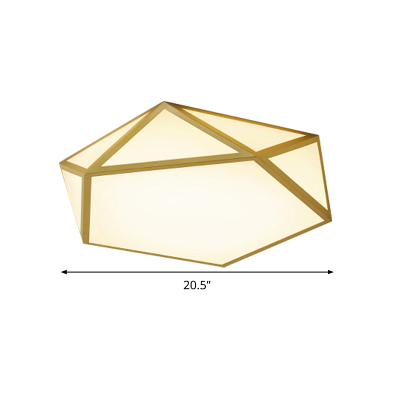 Gold Pentagon Ceiling Light - Nordic Led Flush Mount Lamp For Bedroom Wide 16.5/20.5