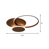 Modern Led Bedroom Ceiling Light In Coffee - 3 Round Ultra-Thin Acrylic Flushmount 19.5/22.5 W
