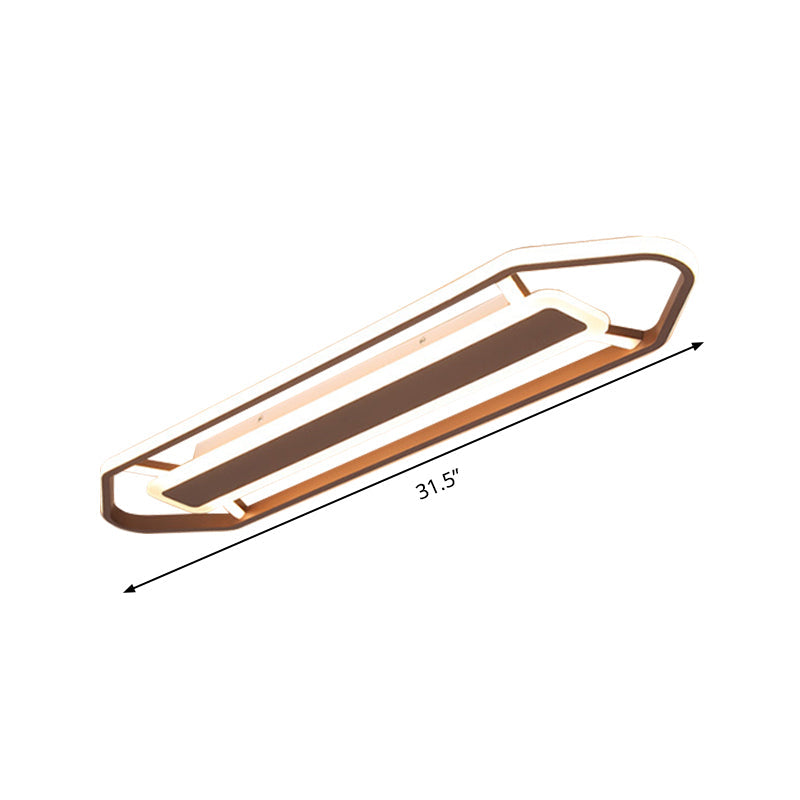 Minimalist Coffee Pencil Shape Ceiling Light - Led Metal Flush Mount Lighting (23.5/31.5/39)