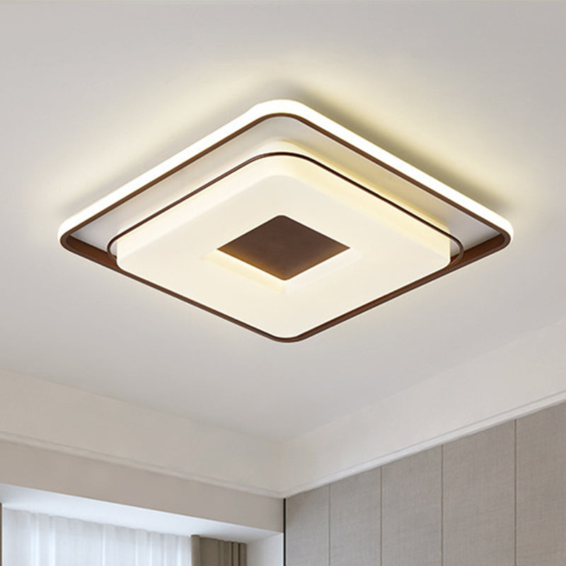 16/19.5 Minimalist Square Ceiling Mount Led Light In Warm/White With Acrylic Cover