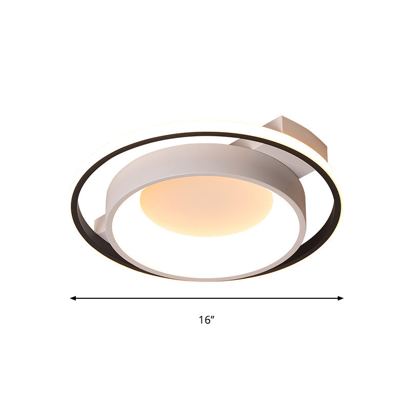 Modernist Style Metallic Dish Ceiling Lamp - 16’/19.5’ Dia Led Flush Mount In Warm/White Light