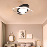 Modern Orbit Ceiling Flush Light - Led Bedroom Flushmount 18/23 Wide Black/White Acrylic