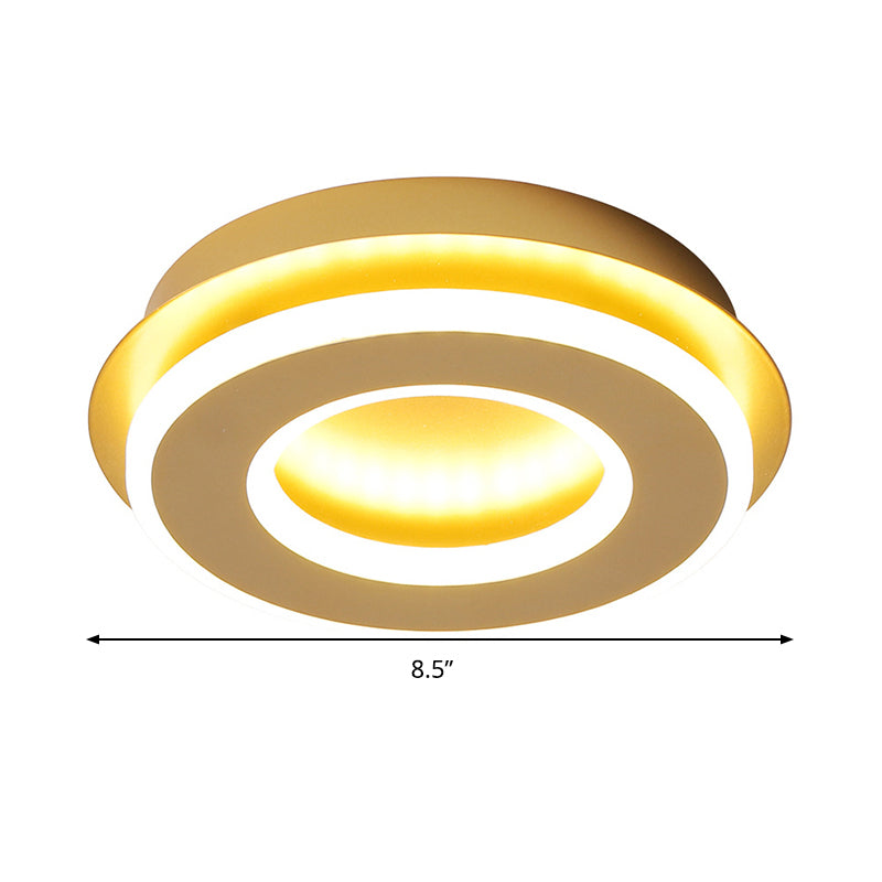 Modern Gold Flushmount Ceiling Light With Warm/White Led - Square Or Round Shape