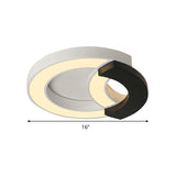 Modern Arc Flush Mount Lamp Acrylic Black 16/19.5/23.5 Wide Led Ceiling In Warm/White/Third Gear