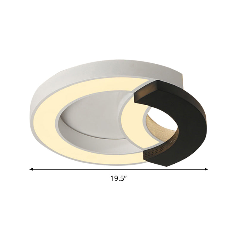 Modern Arc Flush Mount Lamp Acrylic Black 16/19.5/23.5 Wide Led Ceiling In Warm/White/Third Gear