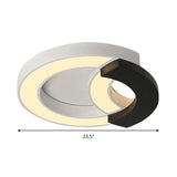 Modern Arc Flush Mount Lamp Acrylic Black 16’/19.5’/23.5’ Wide Led Ceiling In