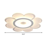 Contemporary Led Acrylic Flushmount Ceiling Lamp - White Flower Design Stepless Remote Dimming