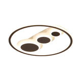 Contemporary Acrylic Led Flush Light - Coffee Round Ceiling Mounted 18.5’/23’ Wide Warm & White