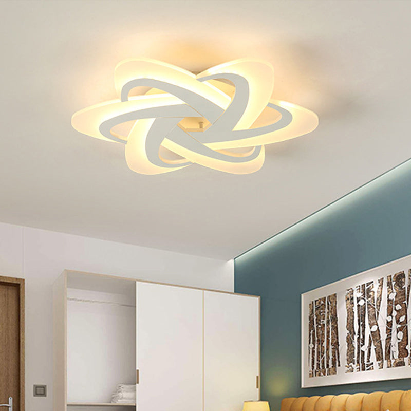 18/23 Wide Acrylic Criss Cross Led Ceiling Light Fixture - Flush Mount Modern White Design