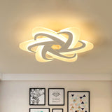 18’/23’ Wide Acrylic Criss Cross Led Ceiling Light Fixture - Flush Mount Modern White Design