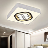Contemporary Led Crystal Square Flush Light With White Ceiling Lamp Kit