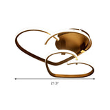 Modern Coffee Heart Frame Led Iron Flush Light Fixture With Stepless Dimming – 21.5’/25.5’