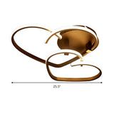 Modern Coffee Heart Frame Led Iron Flush Light Fixture With Stepless Dimming 21.5/25.5 Wide