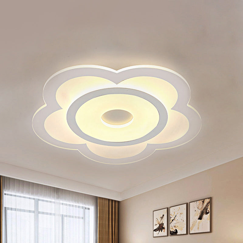 Simple 5-Petal Led Flush Lamp - Super Thin Opaque Acrylic Ceiling 16/19.5 W Warm/White Light White /