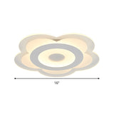Simple 5-Petal Led Flush Lamp - Super Thin Opaque Acrylic Ceiling 16/19.5 W Warm/White Light