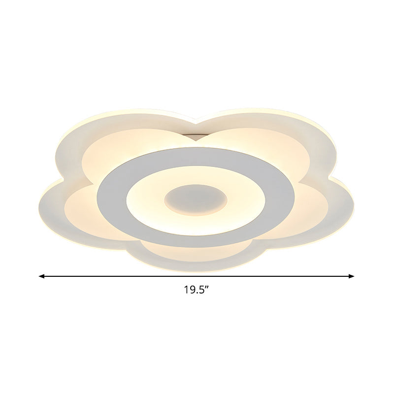Simple 5 - Petal Led Flush Lamp - Super Thin Opaque Acrylic Ceiling 16’/19.5’ W Warm/White Light
