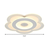 Simple 5 - Petal Led Flush Lamp - Super Thin Opaque Acrylic Ceiling 16’/19.5’ W Warm/White Light