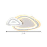 Sleek Acrylic Dual Triangle Led Ceiling Lamp - Minimalist White Flush Light Fixture In Warm Cool And