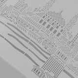 16.5/20.5 Modern White Carved Metal Drum Flush Lamp With Metropolis Scene - Led Ceiling Light