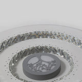 Modern White Round Crystal Led Ceiling Light With Tree Pattern - Flushmount Lighting In White/Warm