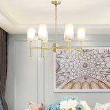 Modern Fabric Cylinder Suspension Light - 6 Heads Hanging Chandelier Grey/White Perfect For Living