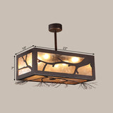 Rustic 6-Head Semi Flush Mount Ceiling Light With Mica Sheet Shade