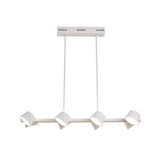 Sleek Metal Linear Pendant Light With 8 White Hanging Ceiling Lights