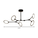 Black Metal Pendant Chandelier With 5 Contemporary Branch Heads