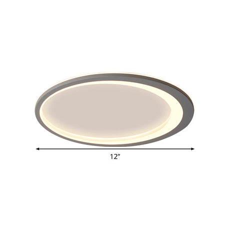 12’/16’/19.5’ W Grey Oval Ring Ceiling Light - Nordic Style Led Flush Mount Lamp In