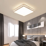 Contemporary Square Flushmount Ceiling Light - Metallic Integrated Led White