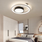 Modern Metal Drum Ceiling Light Fixture - Black And White Led Flush Mount 16/19.5 Wide