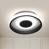 Modern Mini Led Flush Mount Ceiling Lamp With Black Frame In Warm/White/3-Color Light Options Black