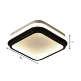 Simple Style Led Foyer Flush Mount Ceiling Light - Black Lamp With Metal Shade (Square/Round) In