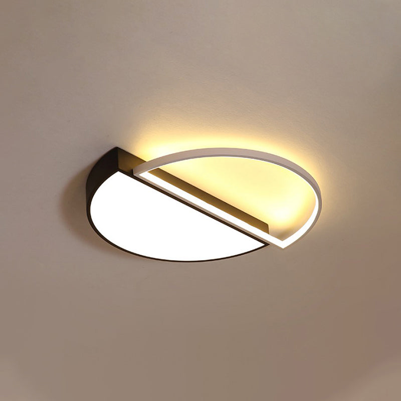 Modern Splicing Flush Mount Led Ceiling Light In Black/White With Dimming Control - 18/21.5 W Black
