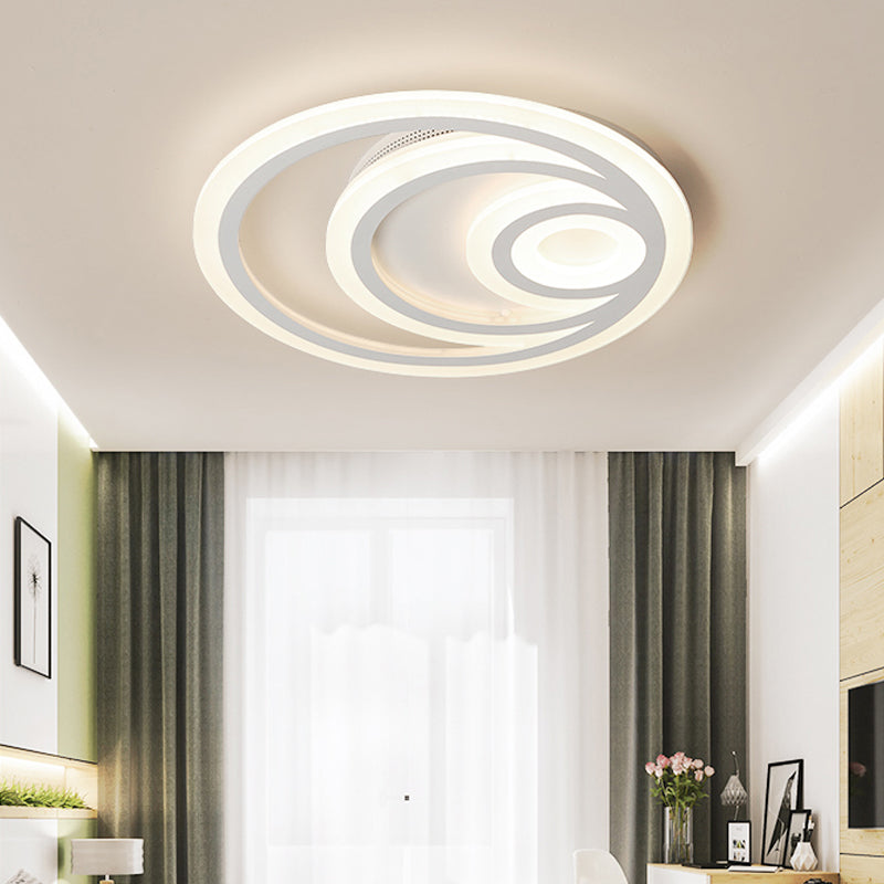 16/19.5 Wide Ripple Acrylic Flush Mount Led Ceiling Light Minimalist White Warm/White/3-Color