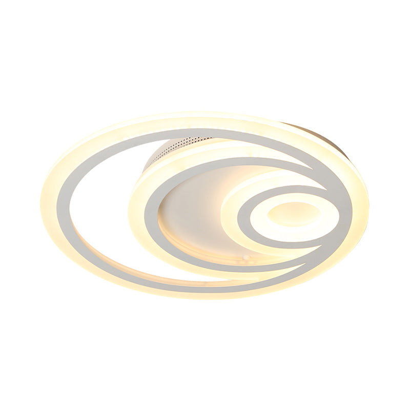 16/19.5 Wide Ripple Acrylic Flush Mount Led Ceiling Light Minimalist White Warm/White/3-Color