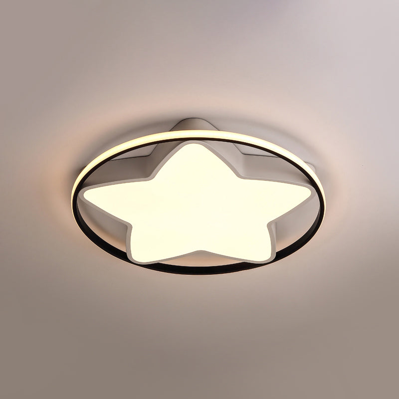 Contemporary Metal Five-Pointed Star Ceiling Light In Black & White - 19.5/23.5 Wide Led Flush Mount