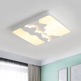 Modern Gray/White Metal Led Flush Mount Ceiling Lamp - 16/19.5 Wide Warm/White Light