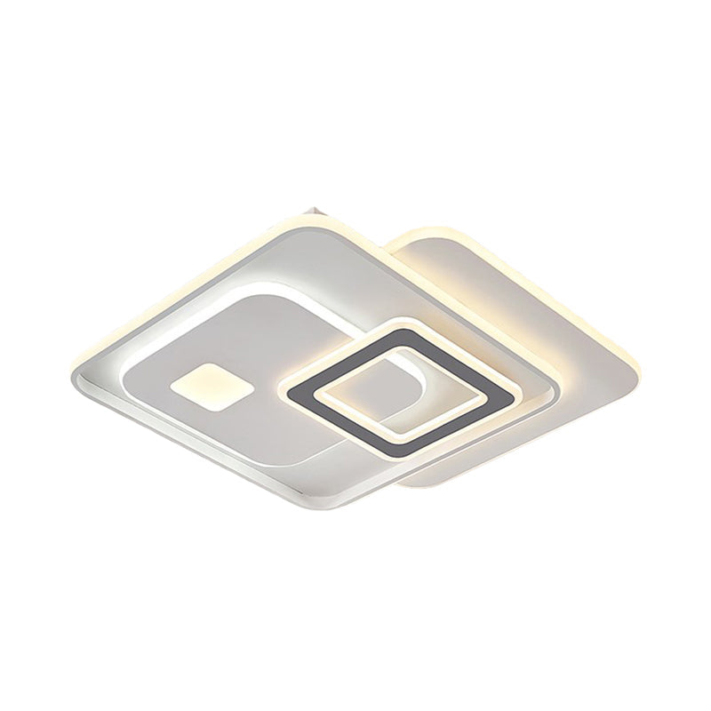 Contemporary White Led Ceiling Fixture For Bedroom - Overlapping Acrylic Flush Mount