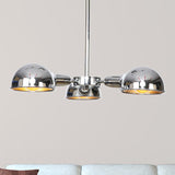 Sleek Dome Metal Semi Flush Industrial 3-Light Ceiling Light In Black/Brass/Chrome For Living Room