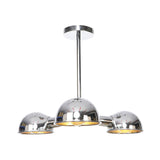 Sleek Dome Metal Semi Flush Industrial 3-Light Ceiling Light In Black/Brass/Chrome For Living Room